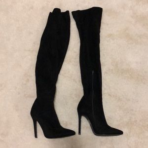 Thigh high suede boots